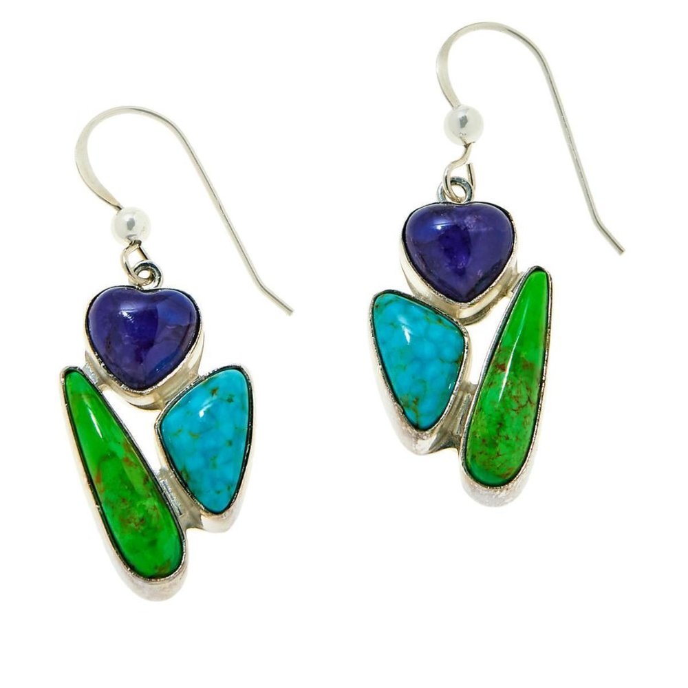 Jay King Sterling Silver Multicolor Turquoise Drop Earrings